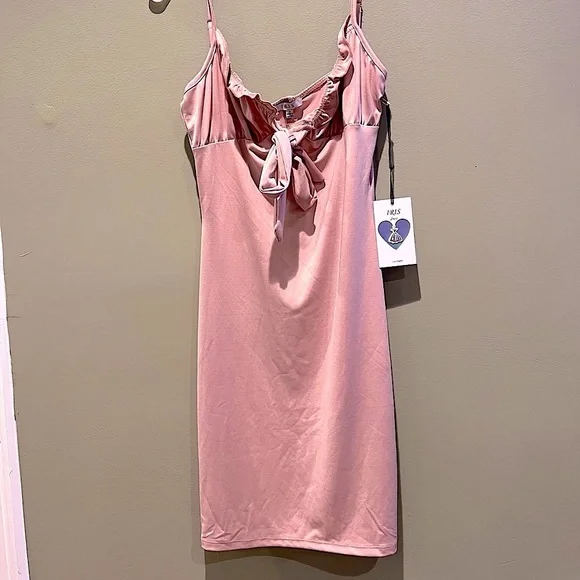 NWT IRIS Nude Pink Bodycon Dress Boutique Cocktail Mini Summer - Picture 2 of 15